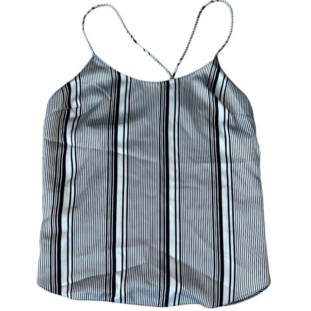 NWOT Victoria Secret Camisole Tank Top Sleepwear Stripe Black White Satin Medium